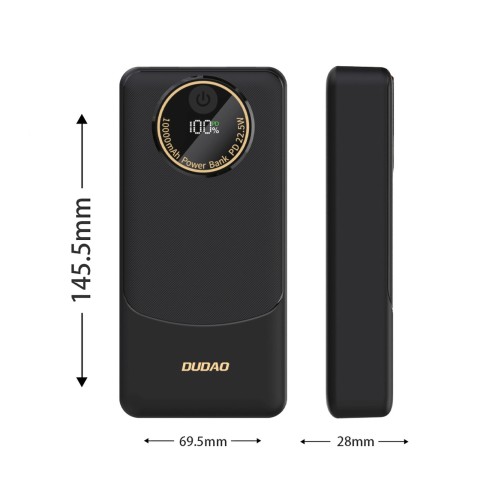 
Nešiojamoji baterija 20000mAh USB-A USB-C K12Pro 22.5W PD - juoda

