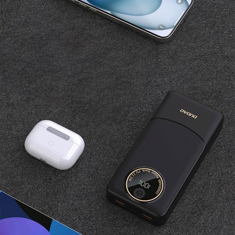 
Nešiojamoji baterija 20000mAh USB-A USB-C K12Pro 22.5W PD - juoda
