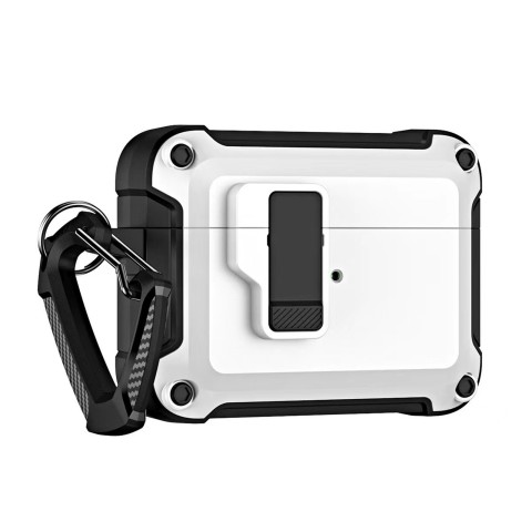 
„Airpods 4“ kietas dėklas su karabinu – baltas
