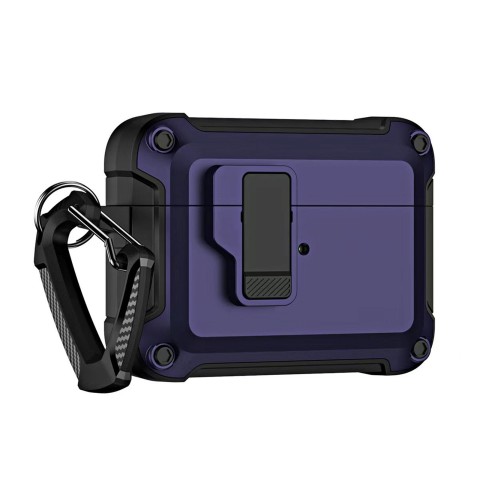 
„Airpods 4“ kietas dėklas su karabinu – violetinis
