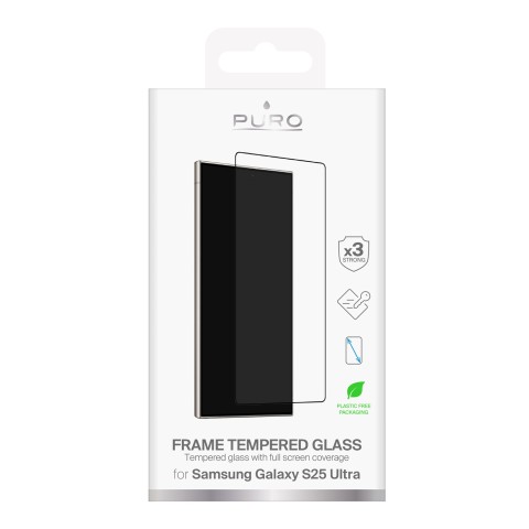 
Grūdintas stiklas, skirtas „Samsung Galaxy S25 Ultra“ su juodu rėmeliu
