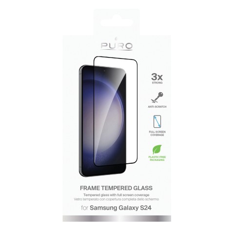 
Grūdintas stiklas, skirtas „Samsung Galaxy S25 S24“ su juodu rėmeliu
