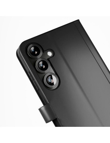 
Dirbtinės odos dėklas su atvartu ir dėkliuku, skirtas „Samsung Galaxy S25+“ knygelės formos dėklui – juodas
