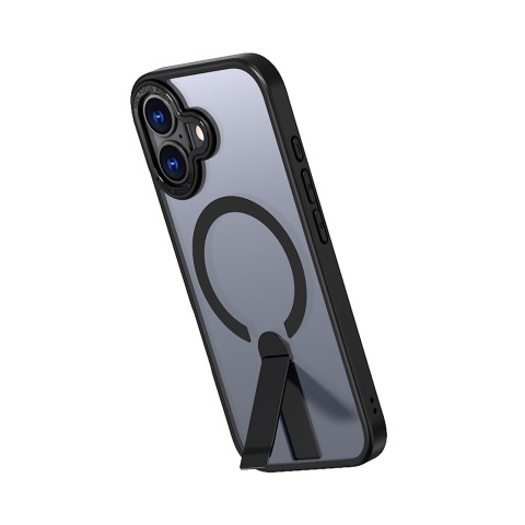 
„iPhone 17 Hybrid Armor X MagSafe“ dėklas su stovu – juodas
