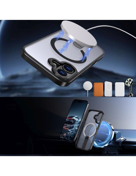 
„iPhone 17 Hybrid Armor X MagSafe“ dėklas su stovu – juodas
