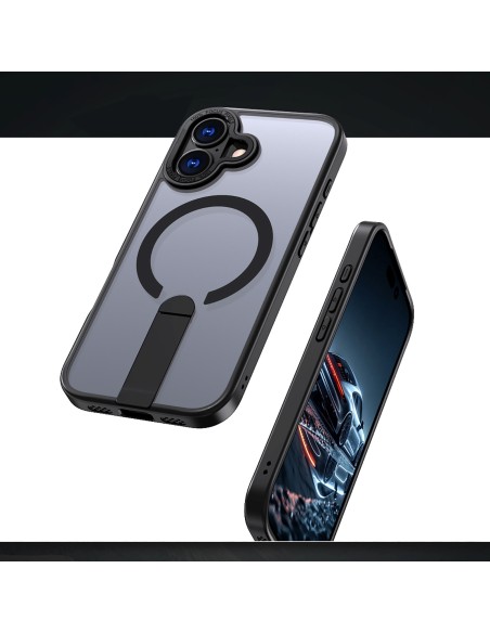
„iPhone 17 Hybrid Armor X MagSafe“ dėklas su stovu – juodas
