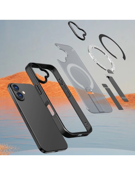 
„iPhone 17 Hybrid Armor X MagSafe“ dėklas su stovu – juodas
