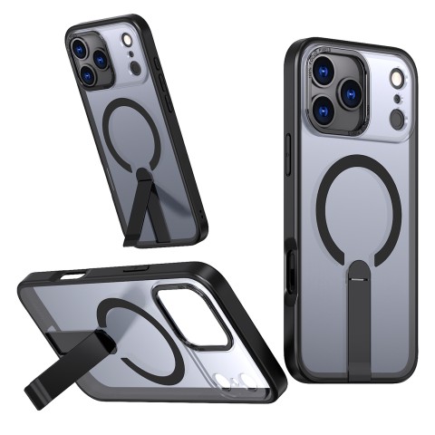 
„iPhone 17 Pro Max Hybrid Armor X MagSafe“ dėklas su stovu – juodas
