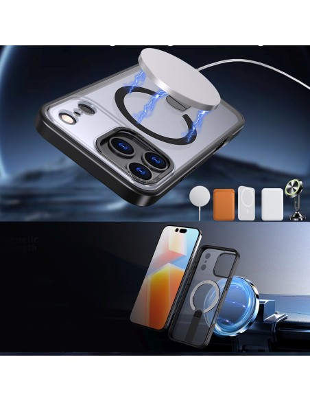 
„iPhone 17 Pro Max Hybrid Armor X MagSafe“ dėklas su stovu – juodas
