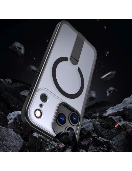 
„iPhone 17 Pro Max Hybrid Armor X MagSafe“ dėklas su stovu – juodas
