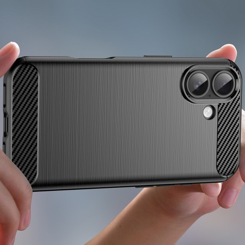 
„iPhone 17“ anglies pluošto dėklas – juodas
