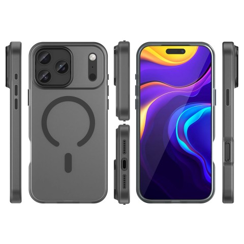 
„iPhone 17 Pro“ magnetinis abrazyvinis „MagSafe“ dėklas – matinės juodos spalvos
