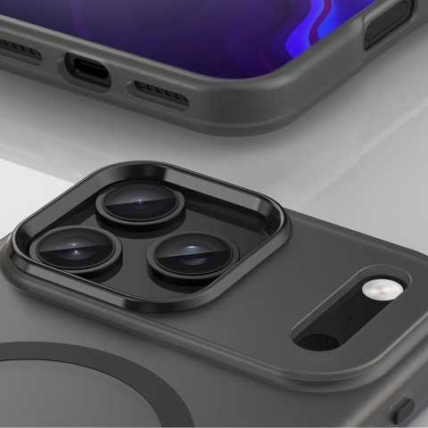 
„iPhone 17 Pro“ magnetinis abrazyvinis „MagSafe“ dėklas – matinės juodos spalvos
