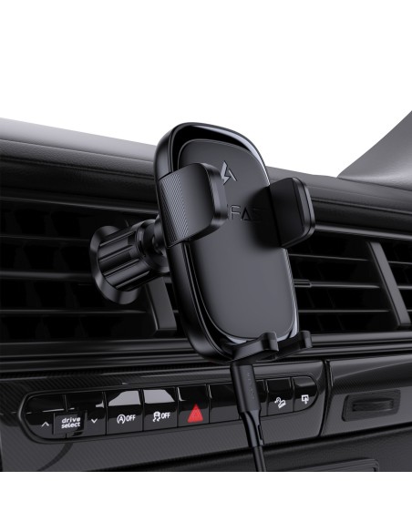 
Automobilinis išmaniojo telefono laikiklis su belaidžiu įkrovikliu, skirtas oro išleidimo angai – juodas
