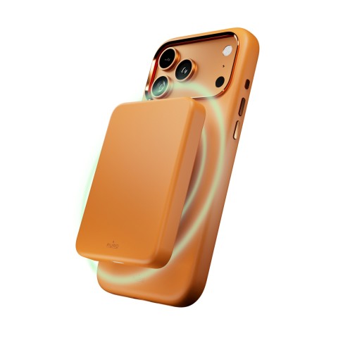 
„iPhone 17 Pro MagSafe“ silikoninis dėklas su kameros apsauga ir aliuminio mygtukais – oranžinis
