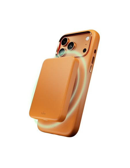 
„iPhone 17 Pro MagSafe“ silikoninis dėklas su kameros apsauga ir aliuminio mygtukais – oranžinis
