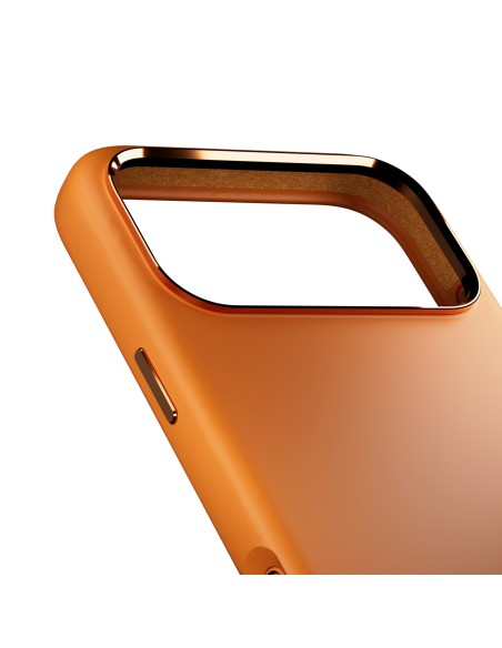 
„iPhone 17 Pro MagSafe“ silikoninis dėklas su kameros apsauga ir aliuminio mygtukais – oranžinis

