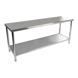 Centrinis plieninis gastronominis stalviršis su lentyna 200x60cm