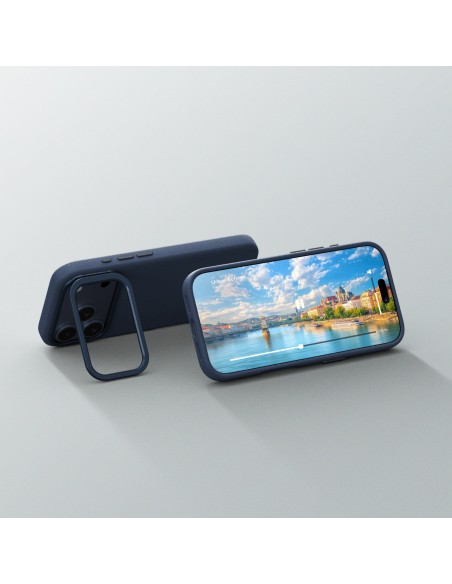 
„iPhone 17 Pro Max Glamour“ dėklas su stovu – mėlynas
