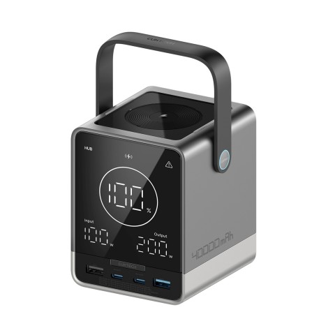 
Belaidžio įkrovimo išorinė baterija (40000mAh, USB-C, USB-A, 300W) – juoda
