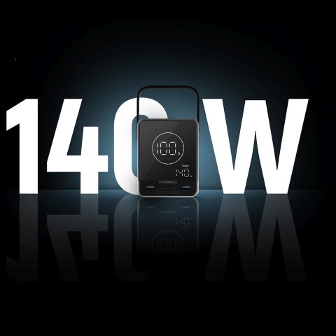 
Belaidžio įkrovimo išorinė baterija (40000mAh, USB-C, USB-A, 300W) – juoda
