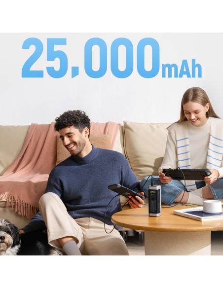 
Nešiojamoji baterija 25000mAh USB-C USB-A 210W - juoda
