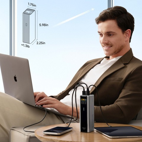 
Nešiojamoji baterija 20000mAh USB-C USB-A 210W - pilka
