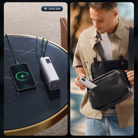 
Nešiojamoji baterija 20000mAh USB-C USB-A 100W - pilka
