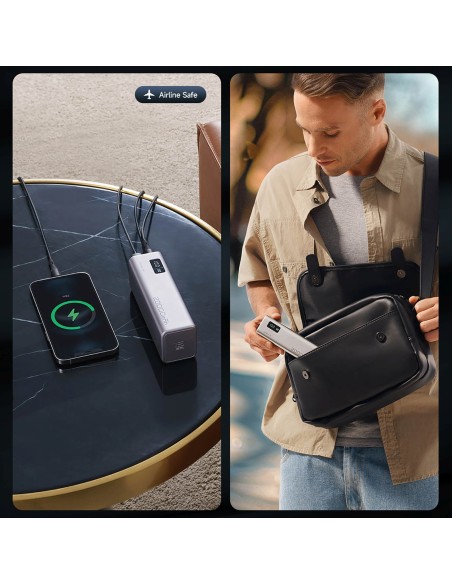 
Nešiojamoji baterija 20000mAh USB-C USB-A 100W - pilka

