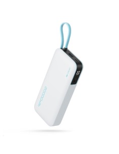 
20000mAh USB-A USB-C išorinė baterija su integruotu USB-C laidu, 55W – balta
