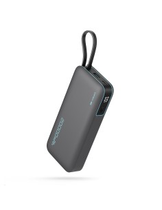 
20000mAh USB-A USB-C išorinė baterija su integruotu USB-C laidu 55W - pilka
