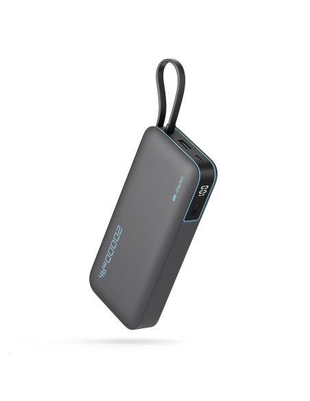 
20000mAh USB-A USB-C išorinė baterija su integruotu USB-C laidu 55W - pilka
