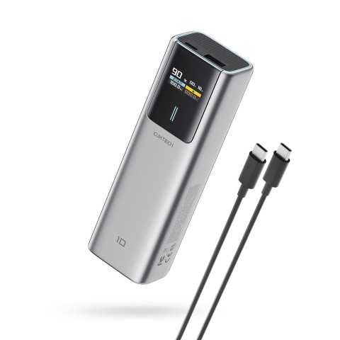
Nešiojamoji baterija 10000mAh USB-C USB-A 150W - pilka
