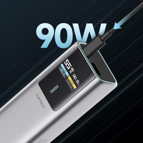 
Nešiojamoji baterija 10000mAh USB-C USB-A 150W - pilka

