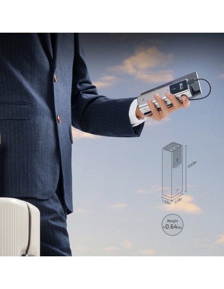 
Nešiojamoji baterija 10000mAh USB-C USB-A 150W - pilka
