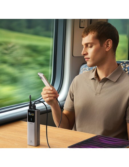 
Nešiojamoji baterija 10000mAh USB-C USB-A 150W - pilka
