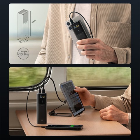 
Nešiojamoji baterija 10000mAh USB-C USB-A 150W - juoda
