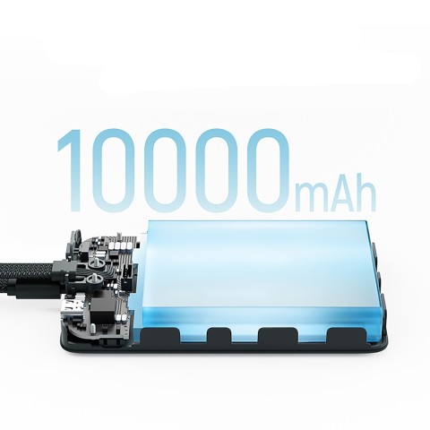 
10000mAh USB-C magnetinė išorinė baterija su integruotu USB-C laidu – balta
