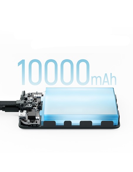 
10000mAh USB-C magnetinė išorinė baterija su integruotu USB-C laidu – balta
