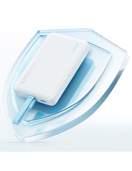 
10000mAh USB-C magnetinė išorinė baterija su integruotu USB-C laidu – balta
