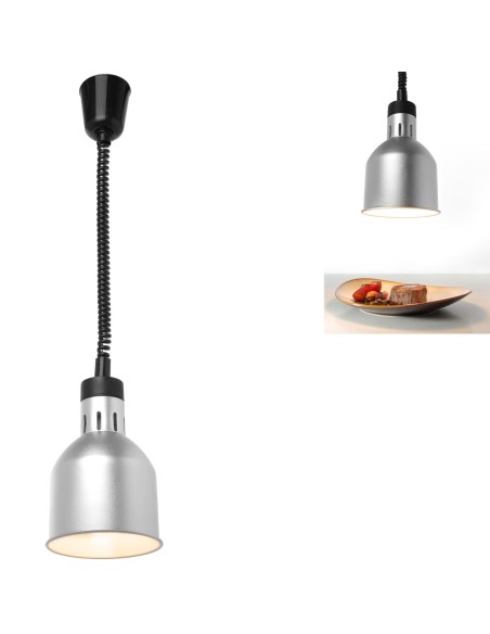 Lempa maistui pašildyti - pakabinama cilindrinė kūginė sidabrinė 250W