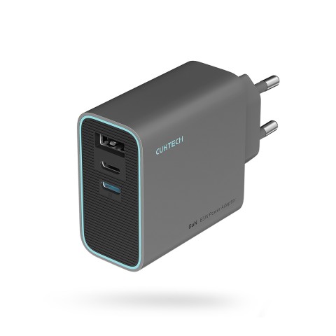 
USB-C USB-A GaN 65W sieninis įkroviklis – pilkas
