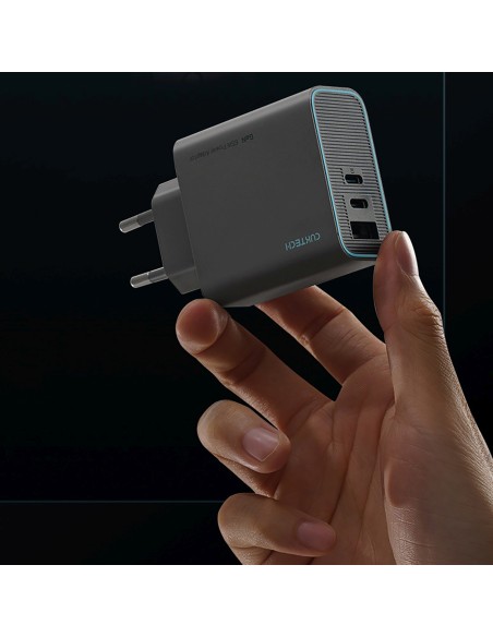 
USB-C USB-A GaN 65W sieninis įkroviklis – pilkas
