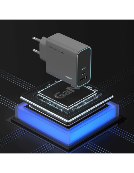 
USB-C USB-A GaN 65W sieninis įkroviklis – pilkas

