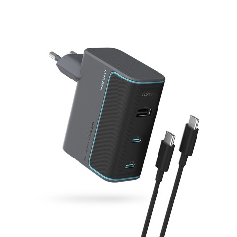 
USB-C USB-A sieninis įkroviklis su USB-C GaN laidu, 100 W – pilkas
