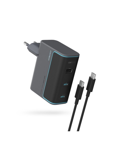 
USB-C USB-A sieninis įkroviklis su USB-C GaN laidu, 100 W – pilkas
