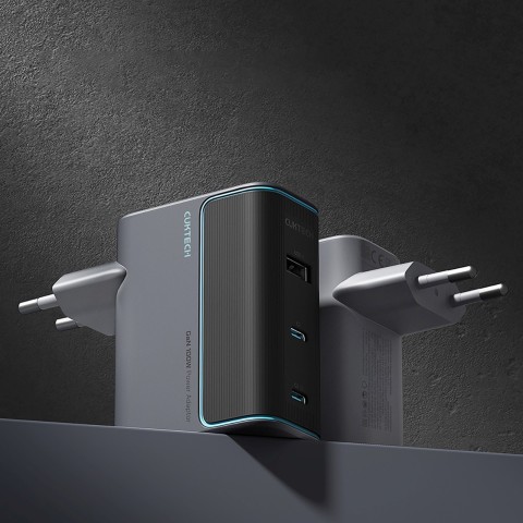 
USB-C USB-A sieninis įkroviklis su USB-C GaN laidu, 100 W – pilkas
