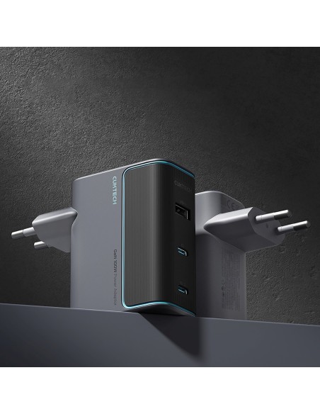 
USB-C USB-A sieninis įkroviklis su USB-C GaN laidu, 100 W – pilkas
