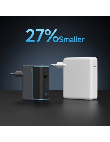 
USB-C USB-A sieninis įkroviklis su USB-C GaN laidu, 100 W – pilkas
