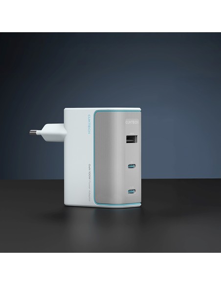 
USB-C USB-A sieninis įkroviklis su GaN laidu, 100 W – baltas
